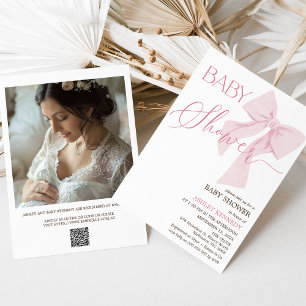 Invitation Baby shower de code QR minimaliste de la corbeille