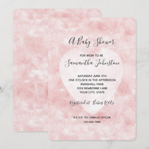 Invitation Baby shower de coeur blanc rose vif