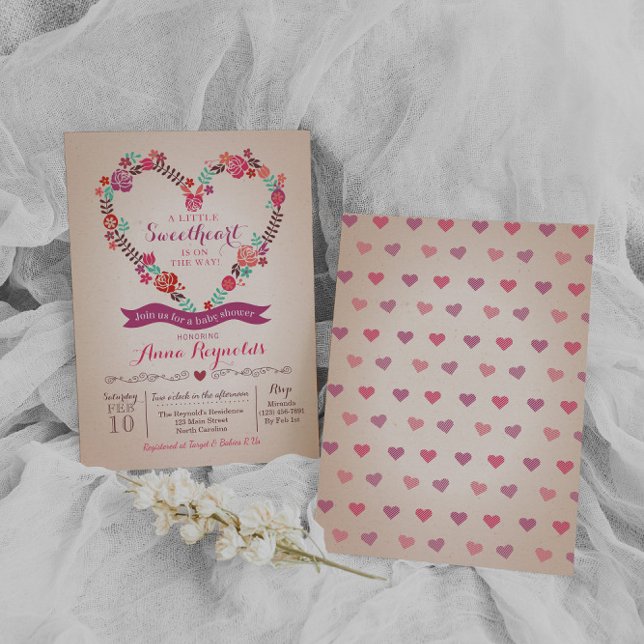 Invitation Baby shower de coeur doux de Valentine (Créateur téléchargé)