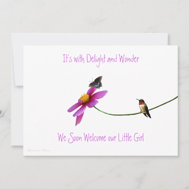 Invitation Baby shower de colibri (Devant)