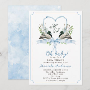 Invitation Baby shower de colvert de canard d'eau moderne