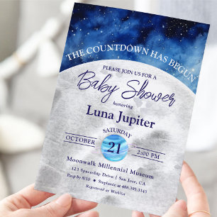 Invitation Baby shower de compte à rebours Space Moon et Star