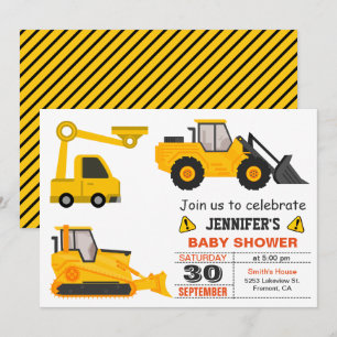 Invitation Baby shower de construction Bulldozer