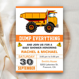 Invitation Baby shower de construction de camions-pousses