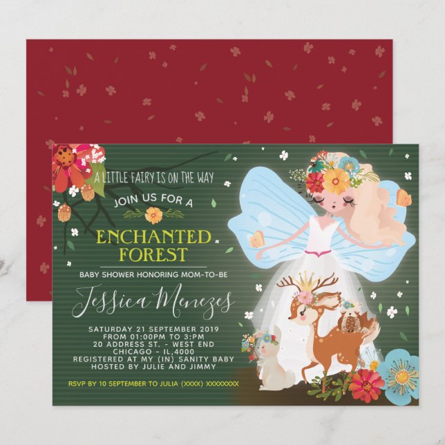 Invitation Baby shower de contes de fées magiques (Devant / Derrière)