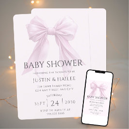 Invitation Baby shower de coquette pour fille à cou rose modi