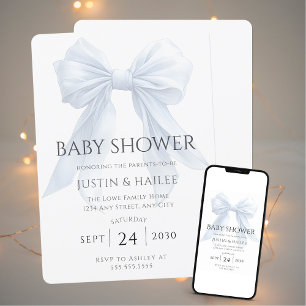Invitation Baby shower de coquette pour fille blanche à mâcho