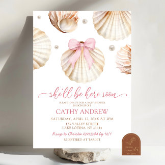 Invitation Baby shower de coquille pour fille rose