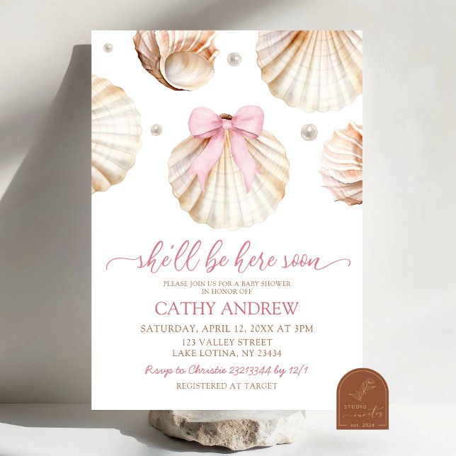 Invitation Baby shower de coquille pour fille rose (Créateur téléchargé)