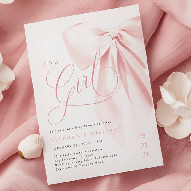 Invitation Baby shower de cou rose fille (Créateur téléchargé)