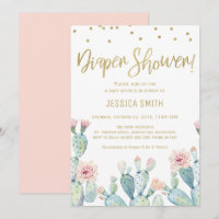 Baby shower de couche de calligraphie or Cactus