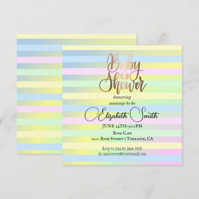 Invitation Baby shower de couleurs arc-en-ciel (Devant / Derrière)