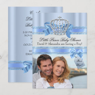Invitation Baby shower de couple Boy Blue Little Prince Photo