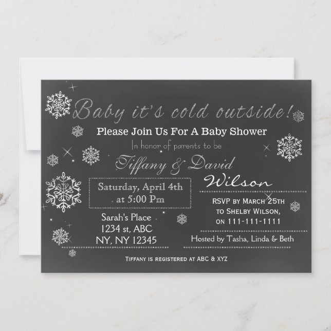 Invitation Baby shower de Couple de neige unisex (Devant)