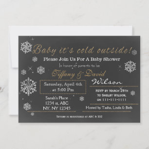 Invitation Baby shower de Couple de neige unisex