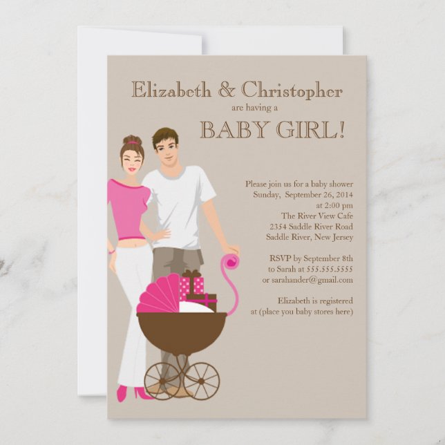 Invitation Baby shower de couple de papa de maman moderne (Devant)