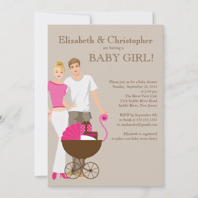 Invitation Baby shower de couple de papa de maman moderne (Devant)