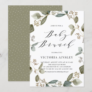 Invitation Baby shower de courge Eucalyptus semis Brunch