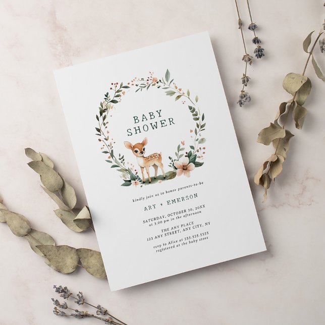 Invitation Baby shower de couronne de bois Whimsical (Créateur téléchargé)