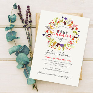 Invitation Baby shower de couronne de Fleur sauvage de bois e