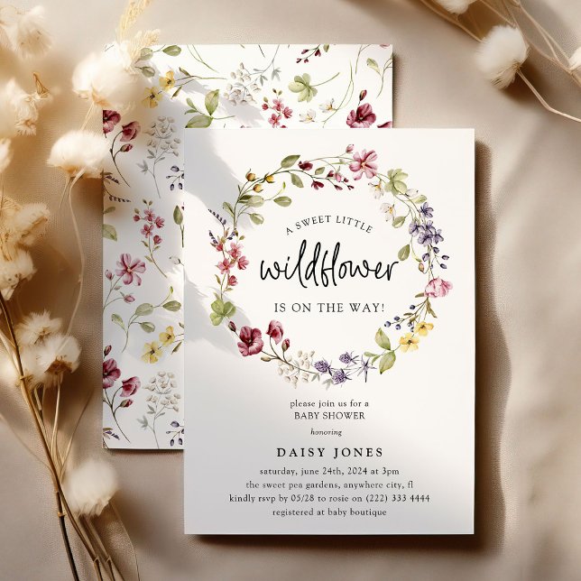 Invitation Baby shower de couronne Fleur sauvage doux (Créateur téléchargé)
