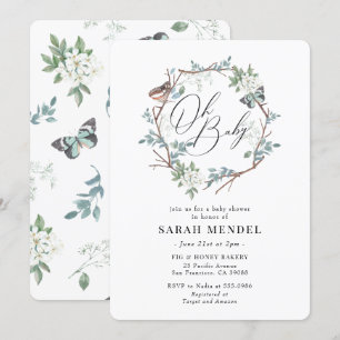 Invitation Baby shower de couronne florale de papillons de la