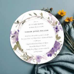 Invitation Baby shower de couronne florale Lilac de prairie r
