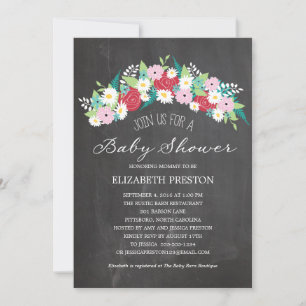 Invitation Baby shower de couronne florale rustique