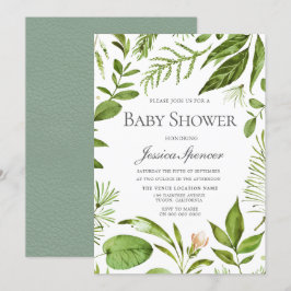 Invitation Baby shower de couronnes vertes moderne