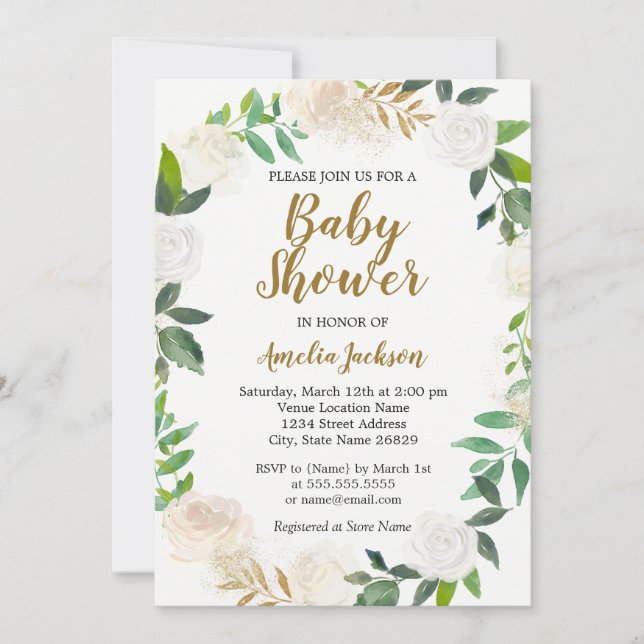 Invitation Baby shower de courroie de couleur or bleu (Devant)