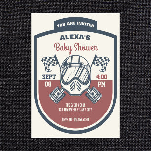 Invitation Baby shower de course de moto rétro