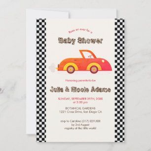 Invitation Baby Shower de course de petite voiture mignonne v