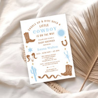 Baby shower de cow-boy de rodéo Brown bleu moderne