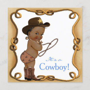Invitation Baby shower de cowboy d'Afro-américain
