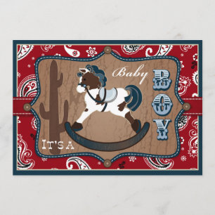 Invitation Baby shower de cowboy d'impression de bandanna et