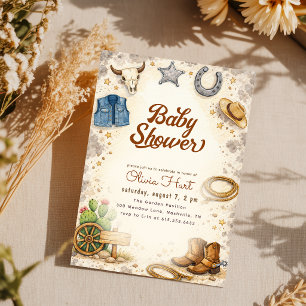 Invitation Baby Shower de Cowboy rustique du désert de l'Oues