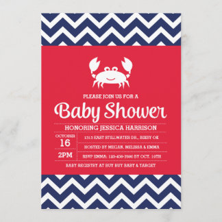 Invitation Baby shower de crabe, Invitation nautiq