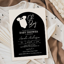 Invitation Baby shower de Cravate de Boy Boy noir et crème