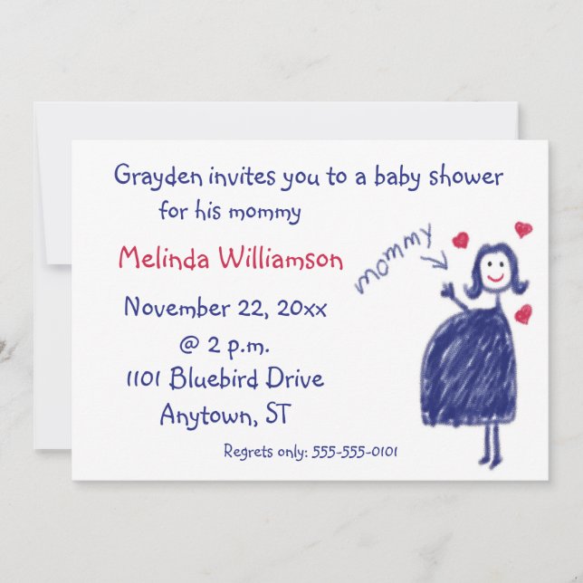 Invitation Baby shower De Crayon D'Un Enfant (Devant)