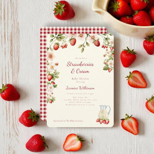 Invitation Baby shower de crème de fraise d'aquarelle