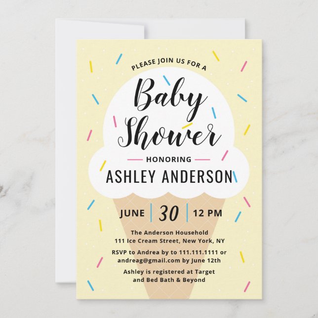 Invitation Baby shower de crème glacée (Devant)