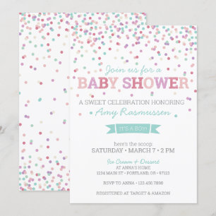 Invitation Baby shower de crème glacée à saupoudrer - Garçon