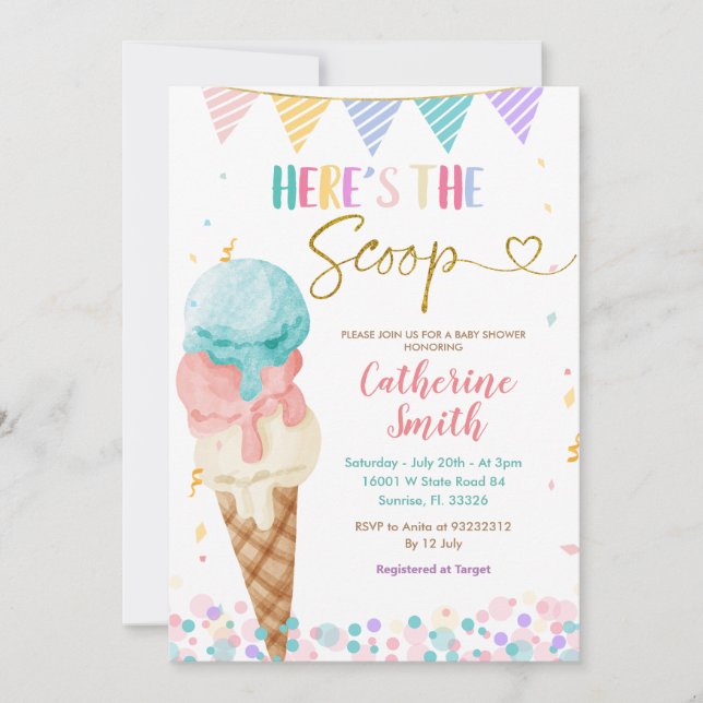 Invitation Baby shower de crème glacée Pastel Summer (Devant)