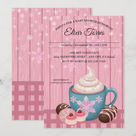 Invitation Baby shower de crème humide en bois rose