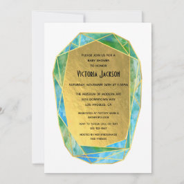 Invitation Baby shower de cristal géométrique Gem Stone Gold