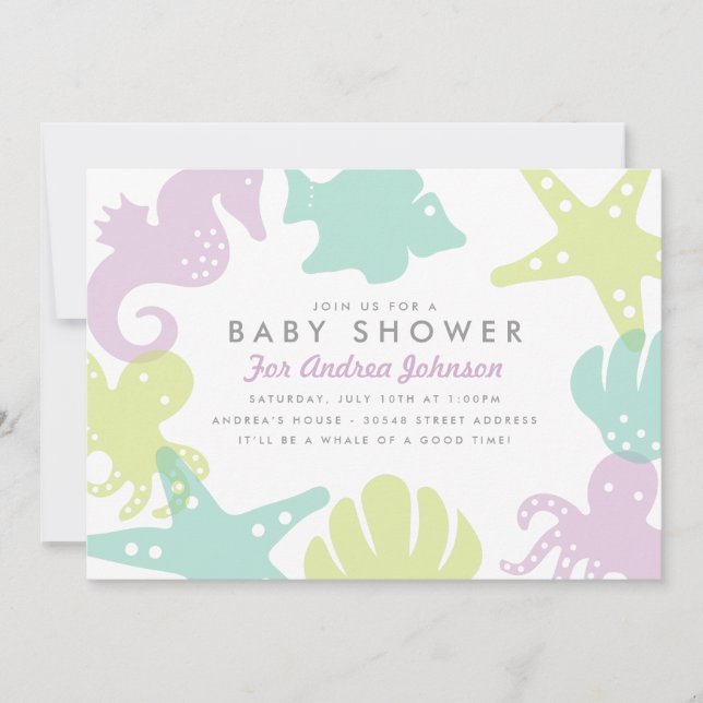 Invitation Baby shower de critères océaniques mign (Devant)