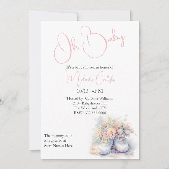 Invitation Baby shower de crottes de bébé blanc (Devant)