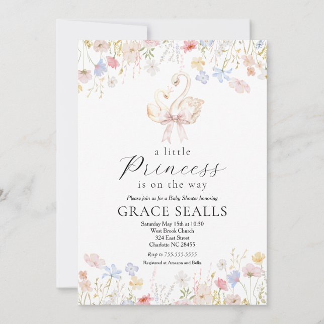 Invitation baby shower de cygne (Devant)