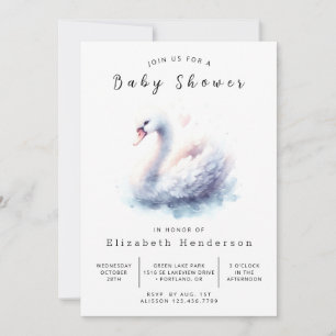 Invitation Baby shower de cygne à impression élégant