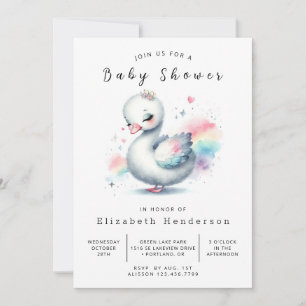 Invitation Baby shower de cygne à impression élégant